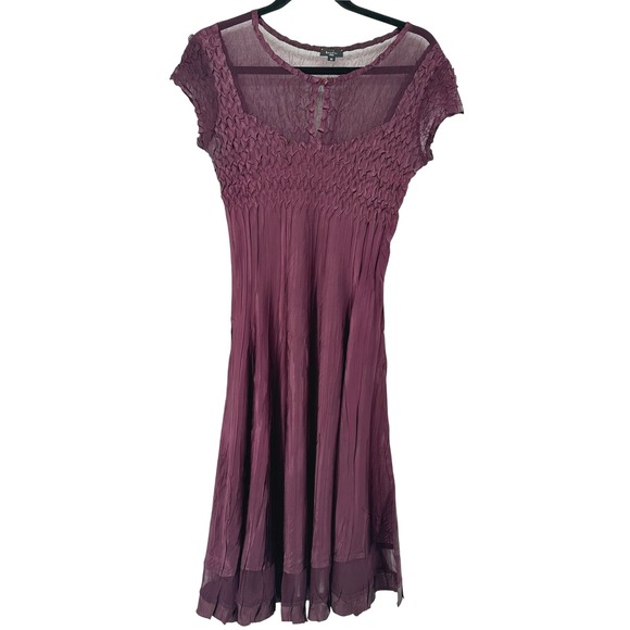Komarov Dresses & Skirts - Komarov Womens M Midi Dress Semi Sheer Cocktail Dark‎ Romantic Whimsigoth Purple